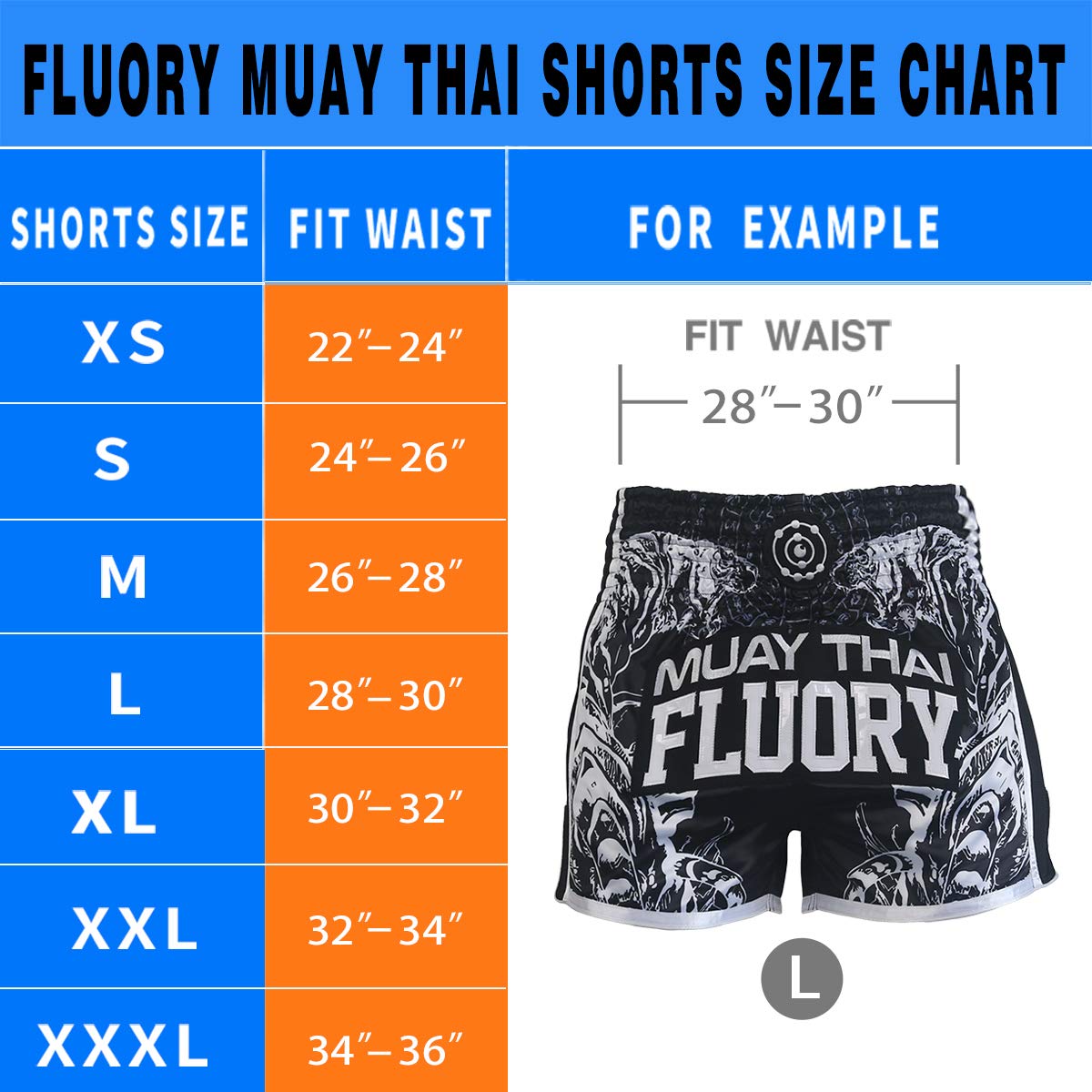 FLUORY - Pantalones cortos para Muay Thai, MMA - - X-Large