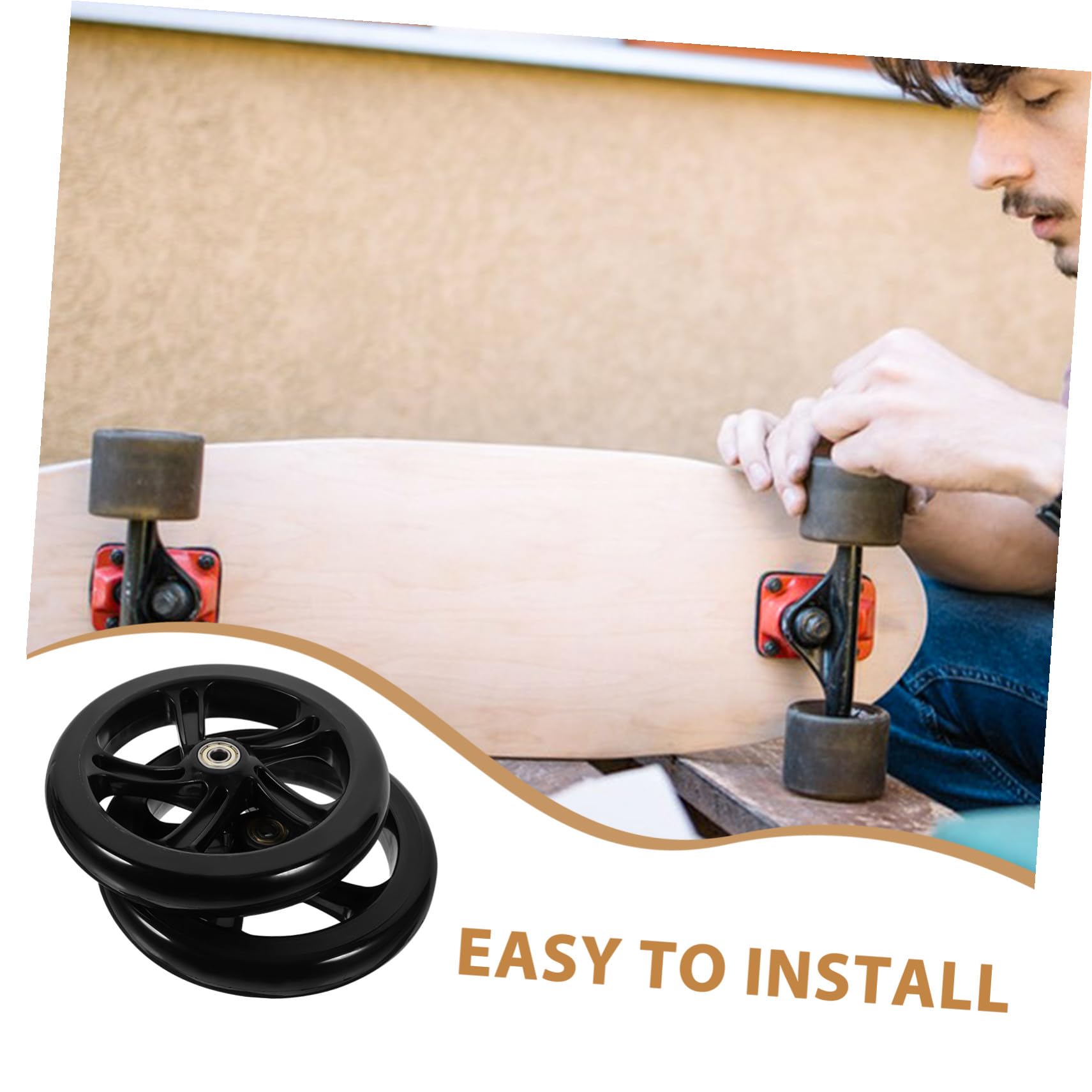 COLLBATH 2 Pièces Roues de Scooter PU Résistantes à l'usure Lot de Roues Flexibles pour Trottinette Fauteuil à et Skate Installation Facile