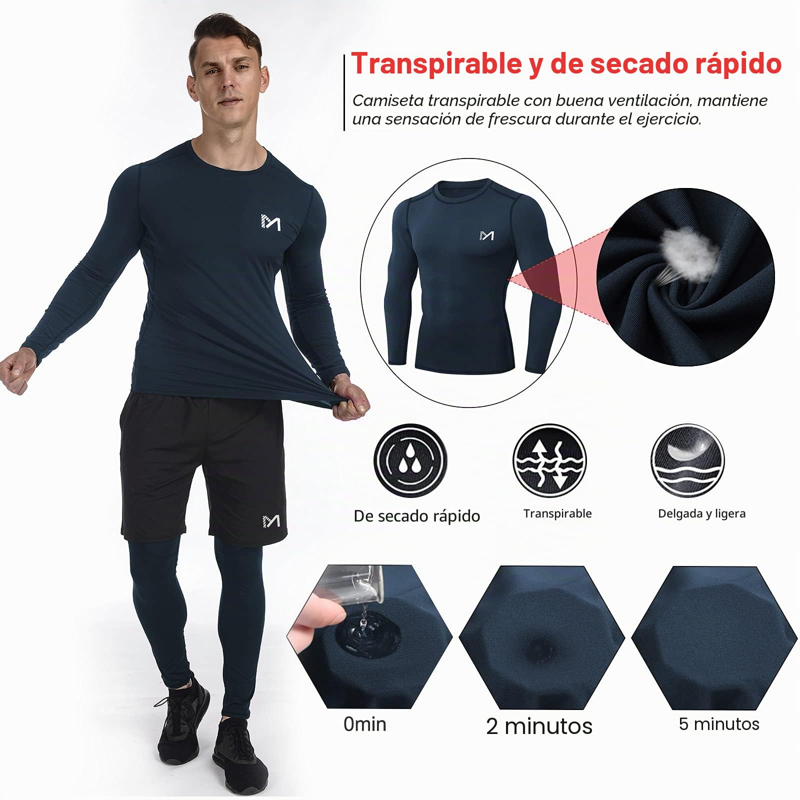 MEETYOO Kompressionsshirt Herren Set Kompressionsshirt Herren Set Hombre (Pack de 1)