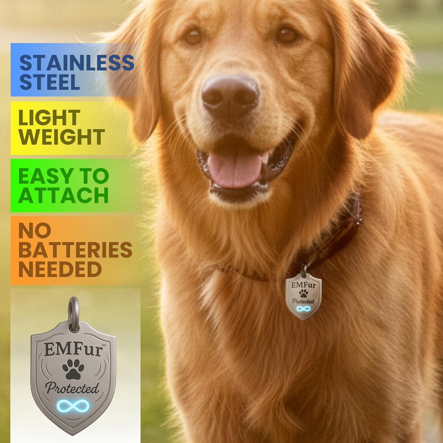 EMF Protection Pet Tag – EMF Neutralizing Tag for Dogs & Cats by Dr. Valerie Nelson– Easily Attach To Collar – USA Made - Utilizing EMF Neutralizing Technology – Safe and Natural Wellness Support for Pets - Stainless Steel