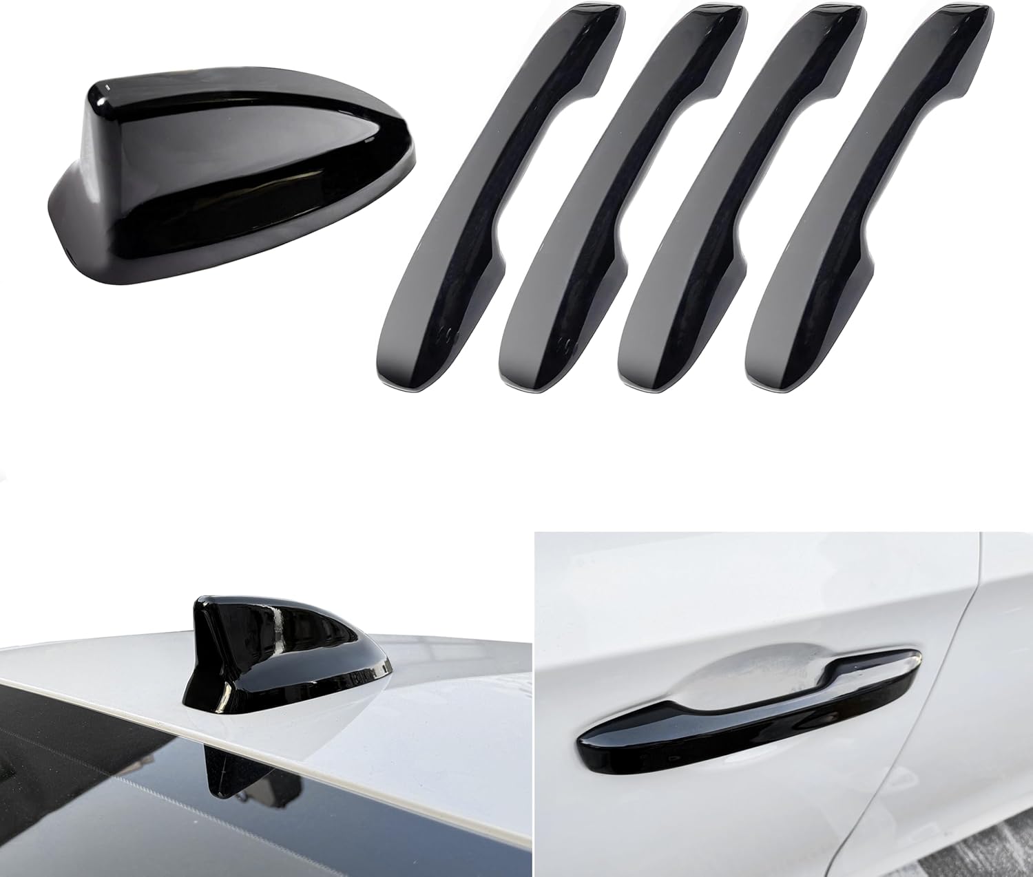 for 11th Honda Civic 2022 2023 2024 2025 2026 Door Handle Cover Handle Protectors Car Shark Fin Antenna Topper Cover CRV HRV Accord 2023-2026 5Pcs Set Carbon Fiber Black