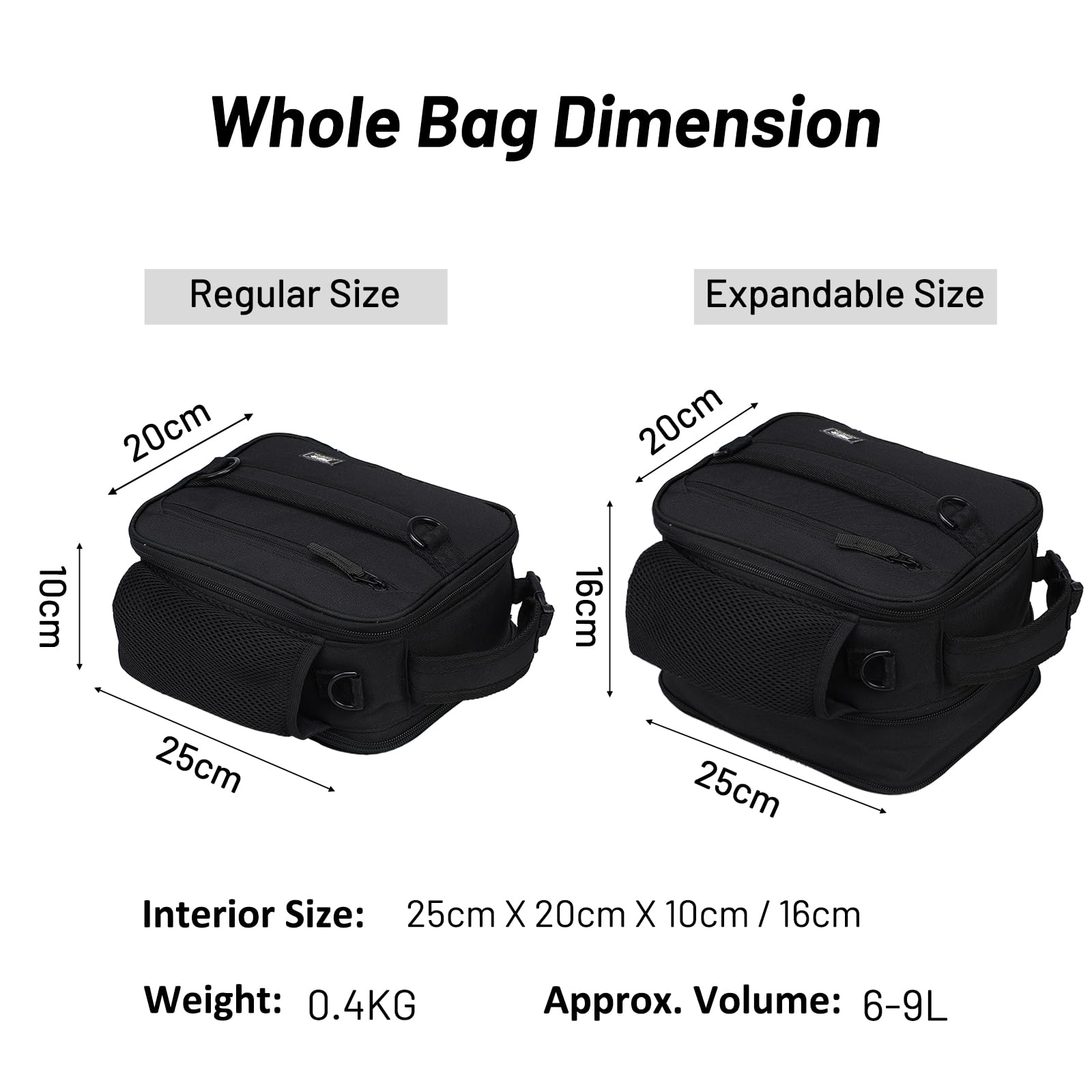 MIER Lunch Bag Small Cool Bag Expandable Cooler Bag for Women Men Insulated Lunch Box for Work School Picnic 6-9L, Black - Image 3