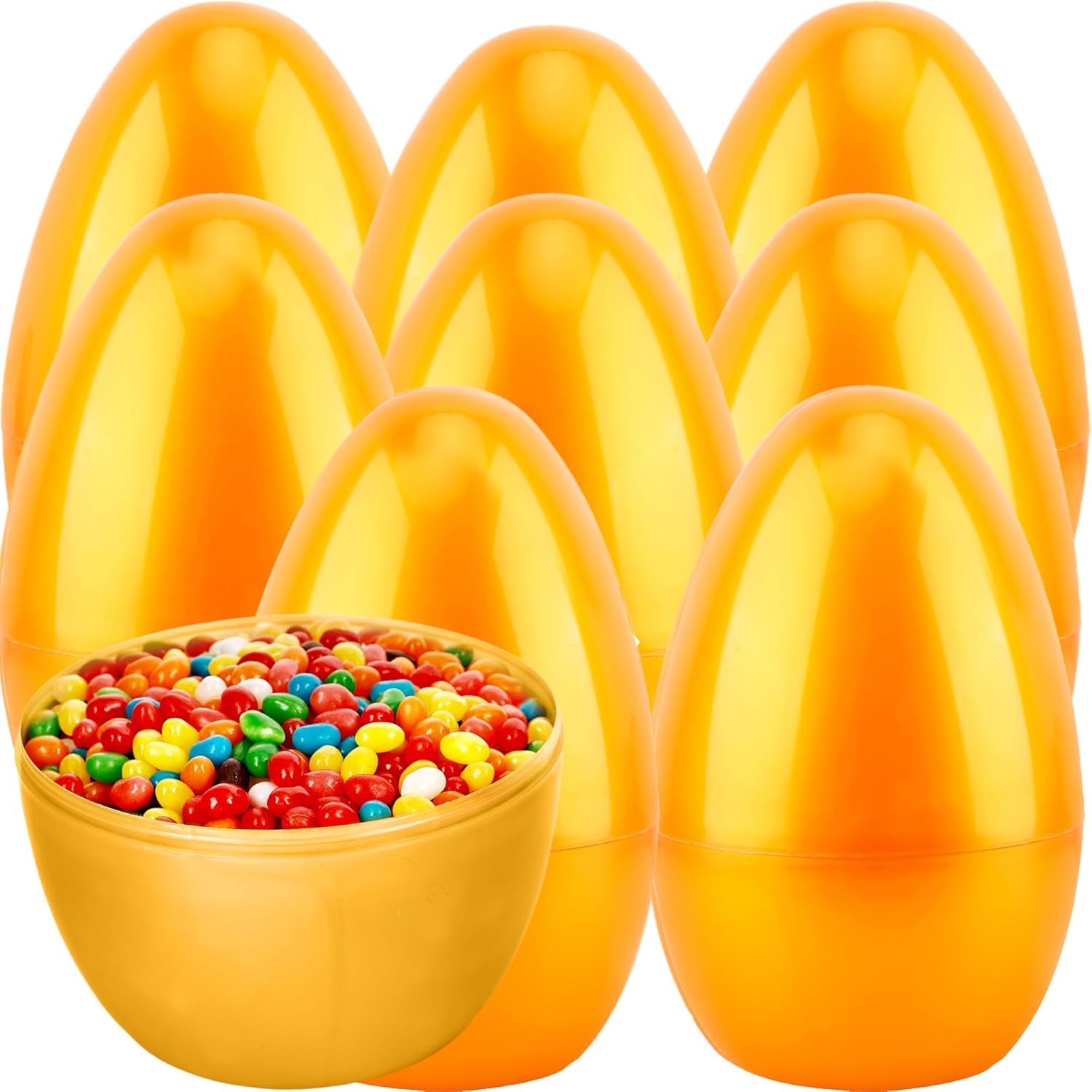 8 Pcs 8 Inch/ 10 Inch Jumbo Golden Easter Eggs Giant Fillable Plastic Eggs for Basket Fillers Egg Hunt Easter Party Home Decor (Golden-10 Inch)