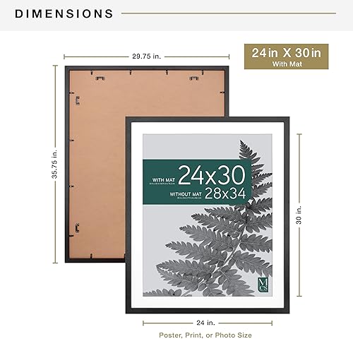 Vista 299 de MCS Studio Gallery Marco para póster de 16 x 24 pulgadas, imitación de veta de madera de color negro, colgar en horizontal o vertical, grande