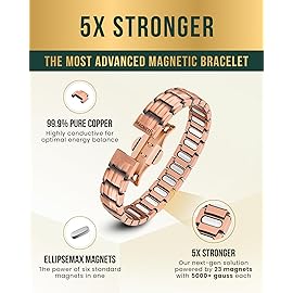MagnetRX Magnetic Copper Bracelet for Men - EllipseMAX 5X Strength 5,000 Gauss Magnets - Designed in USA & Patent Pending - Premium Mens Copper Bracelet with Adjustable Length