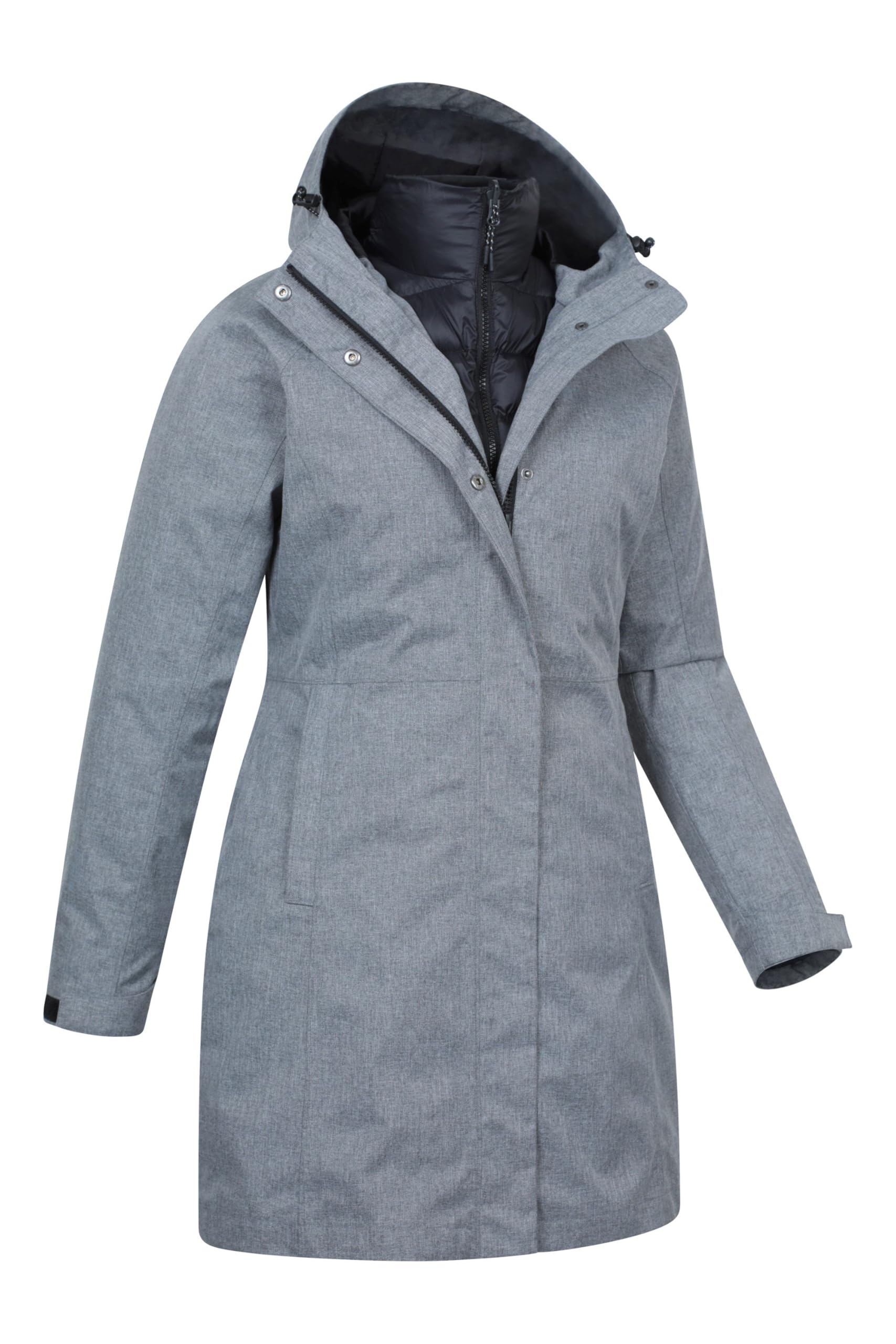 Mountain Warehouse Alaskan Lange Damen 3-in-1 Jacke | Wasserdicht mit verstellbarer Kapuze, Herausnehmbare Innenjacke & verschweißte Nähte, Ideal für Regen & Winter