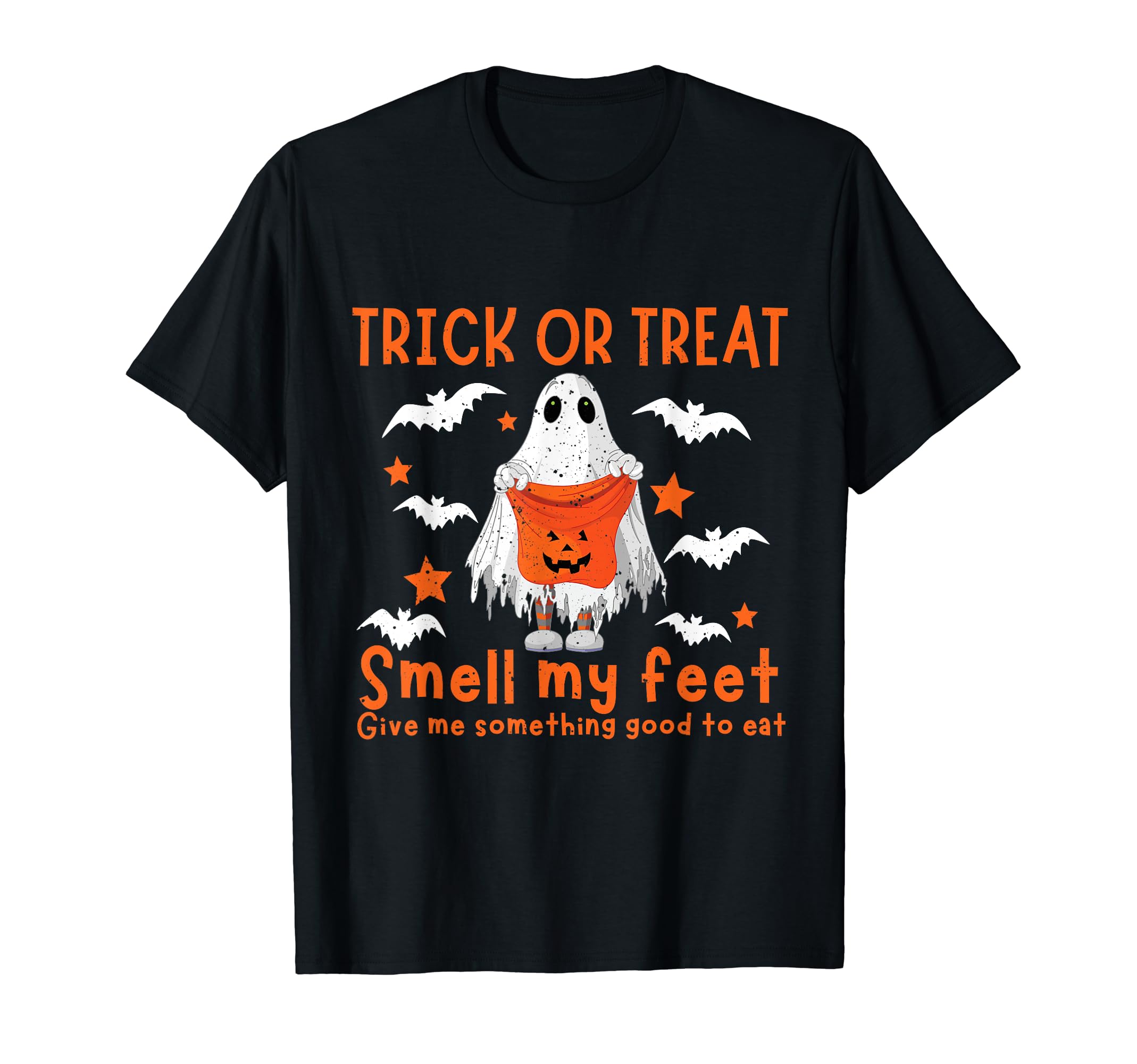 CatFunny Trick or Treat smell my Feet Halloween Ghost Kids Girl T-Shirt