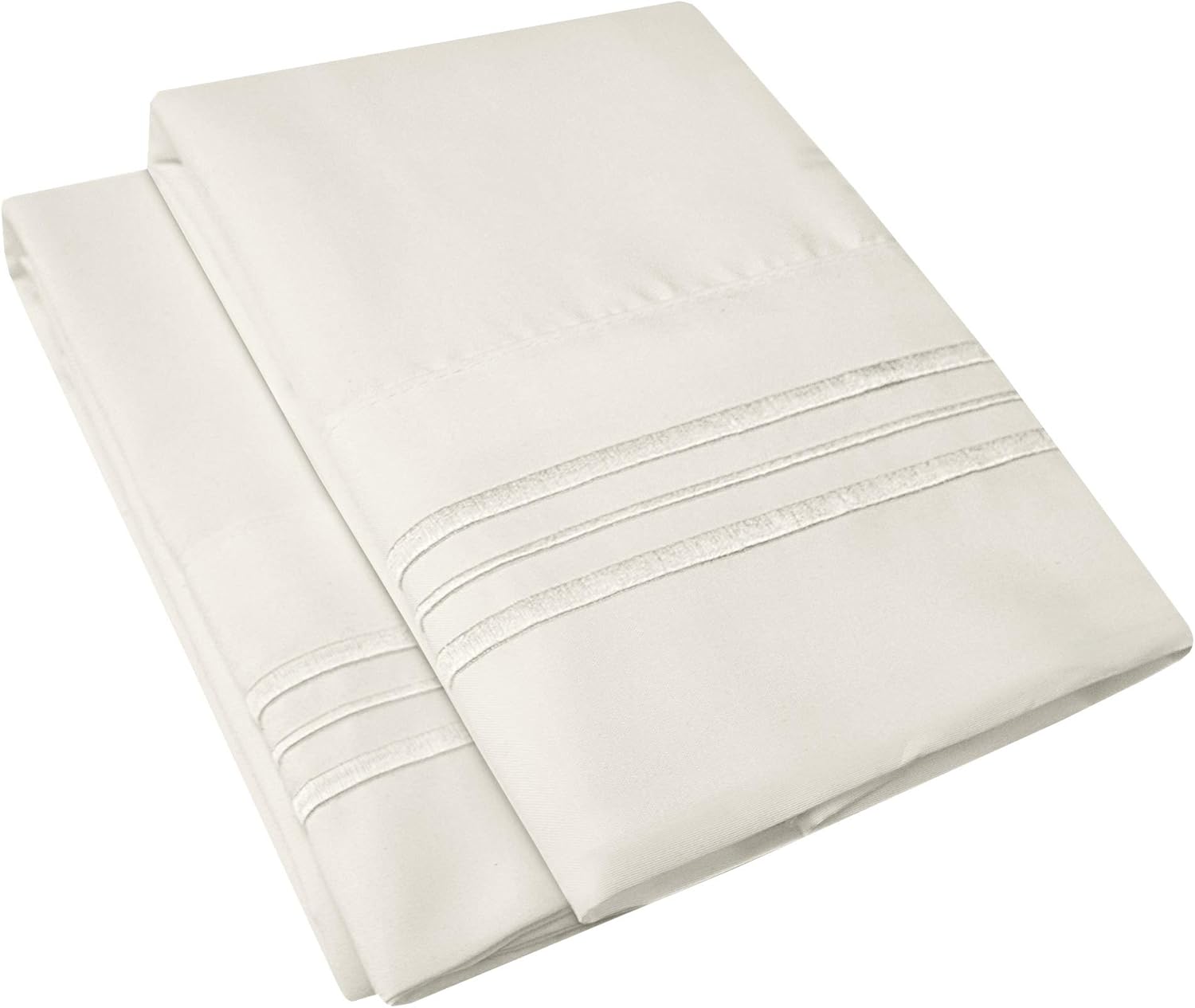 1500 Supreme Collection 2 Pack Bed Pillowcases - Luxury Embroidered Premium Softness and Wrinkle Resistant Breathable Additional Pillowcases for Bed Sheets - Standard, Ivory