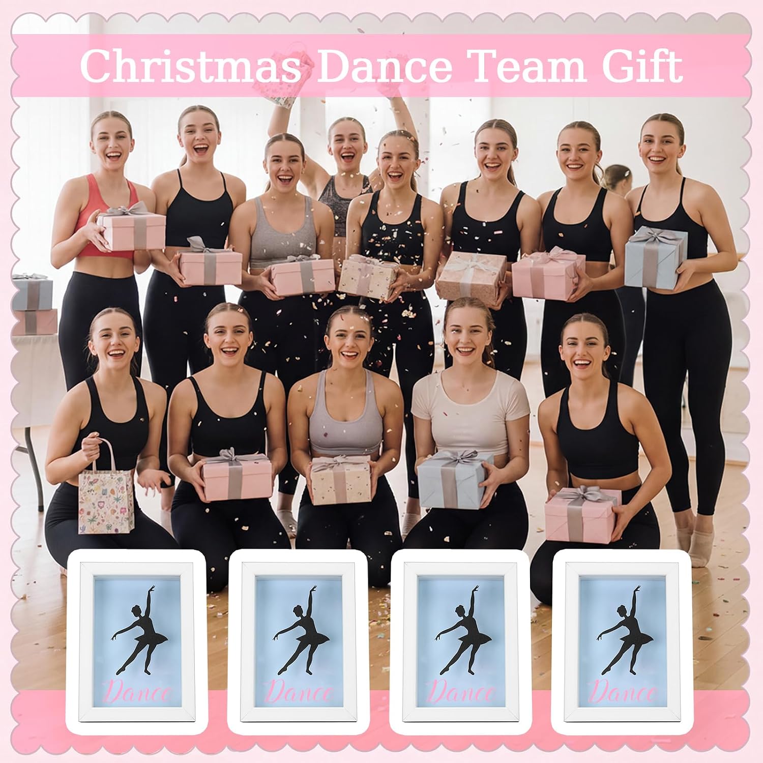 Cinnvoice 12 Pcs Dance Pin Shadow Box Display Case Wooden Frame Pin Holder