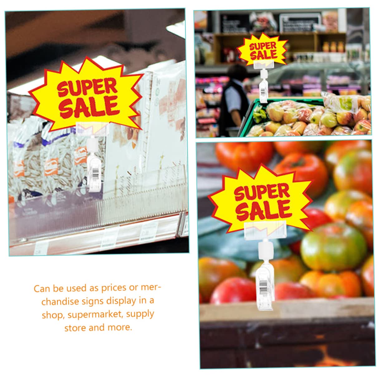 100 Pièces Clip Affichage Transparent pour Étiquettes de Prix Support Publicitaire Pratique pour Magasins et Expositions Ajustable et pour Présenter Notes et Photos