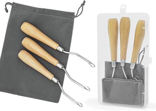 JJWNMLL 3Pcs Latch Hook Tool,6.5inch Crochet Hook with Storage Bag and Box