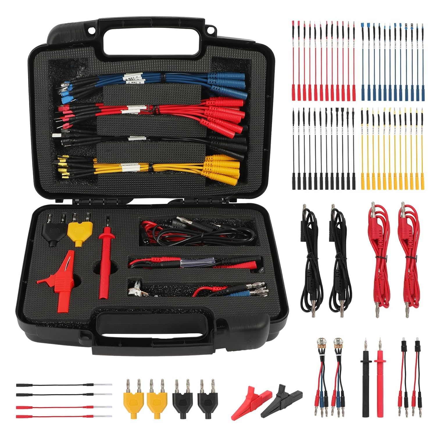AUTOOL 68PCS Multimeter Leads Kit with 4mm Banana Plug Cables, Test Probes, Alligator Clips, Banana Plug Adapters, Acicular Probe Leads, Jumper Wires for Multimeter Electrical Testing