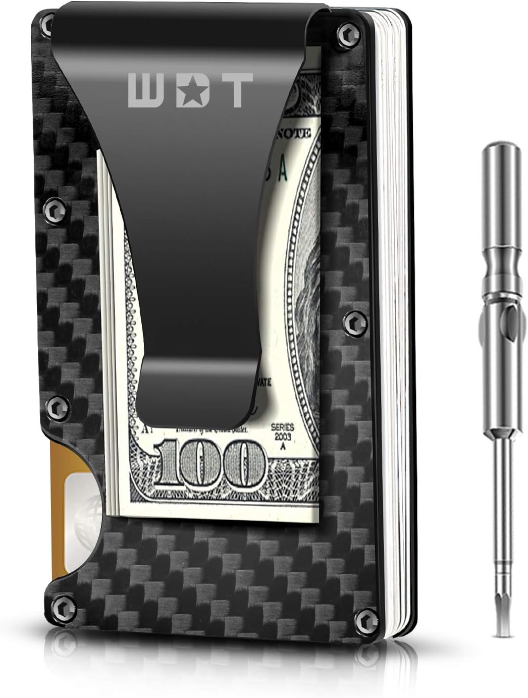 WDT Carbon Fiber Wallet, Minimalist Money Clip and Credit Card Holder,Card Wallet RFID Blocking,Bussiness Card Case Wallet for Men