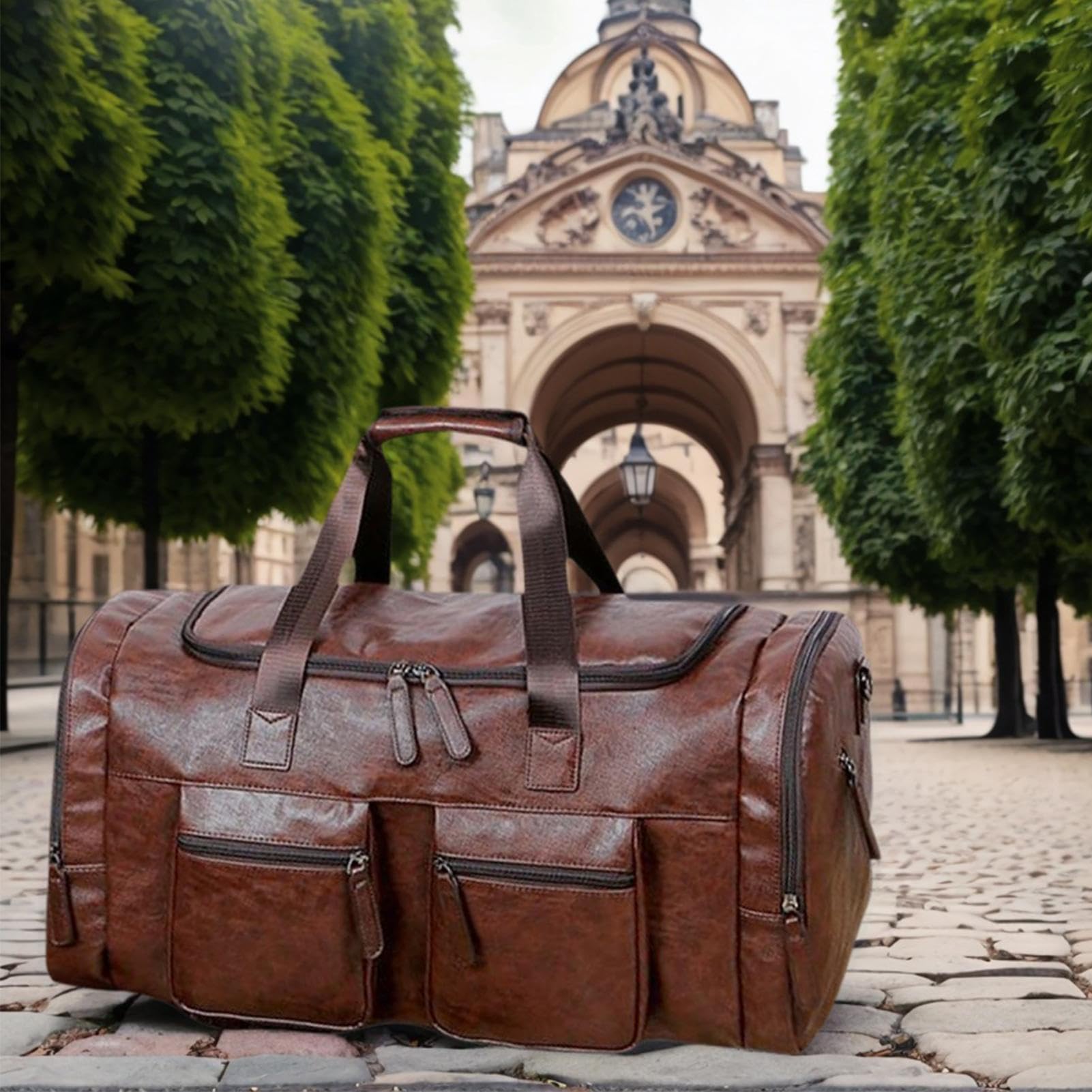 Torba Podróżnicza Duffel Wytrzymała Skóra PU Duża Pojemność | Męska Torba Bagażowa Podróżna Duffel Do Ubrań Butów Odzieży Artykułów Toaletowych Siłowni Samolotu Pracy Wakacji