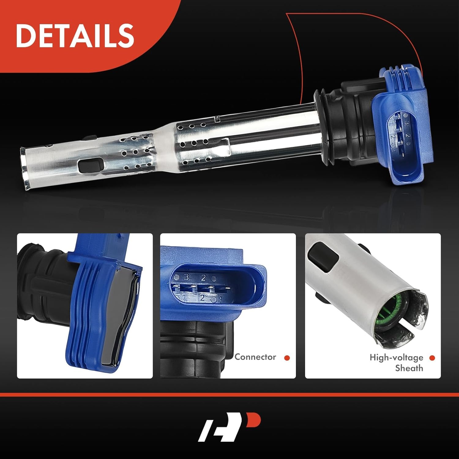 A-Premium Ignition Coil Pack Compatible with Audi Q5 2011-2017 L4 2.0L, Audi A3/A3 Quattro 2006-2013, Audi A5/A5 Quattro 2010-2017 & Volkswagen Passat/Passat CC 2006-2010, Blue, Set of 4, #07K905715A