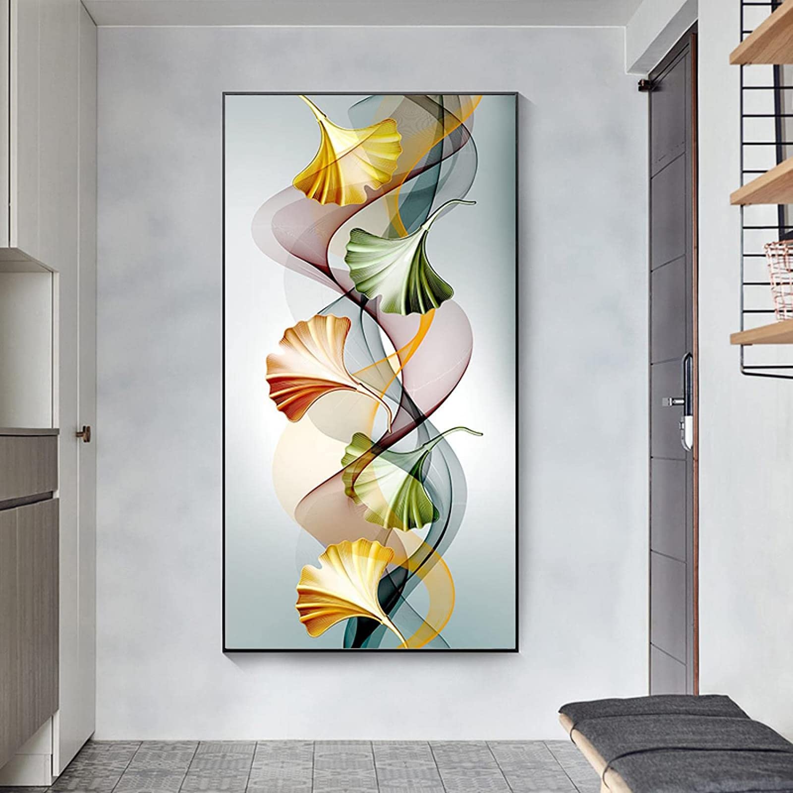 Impression sur Toile Art Affiche Ginkgo Biloba deco murale 70X140CM