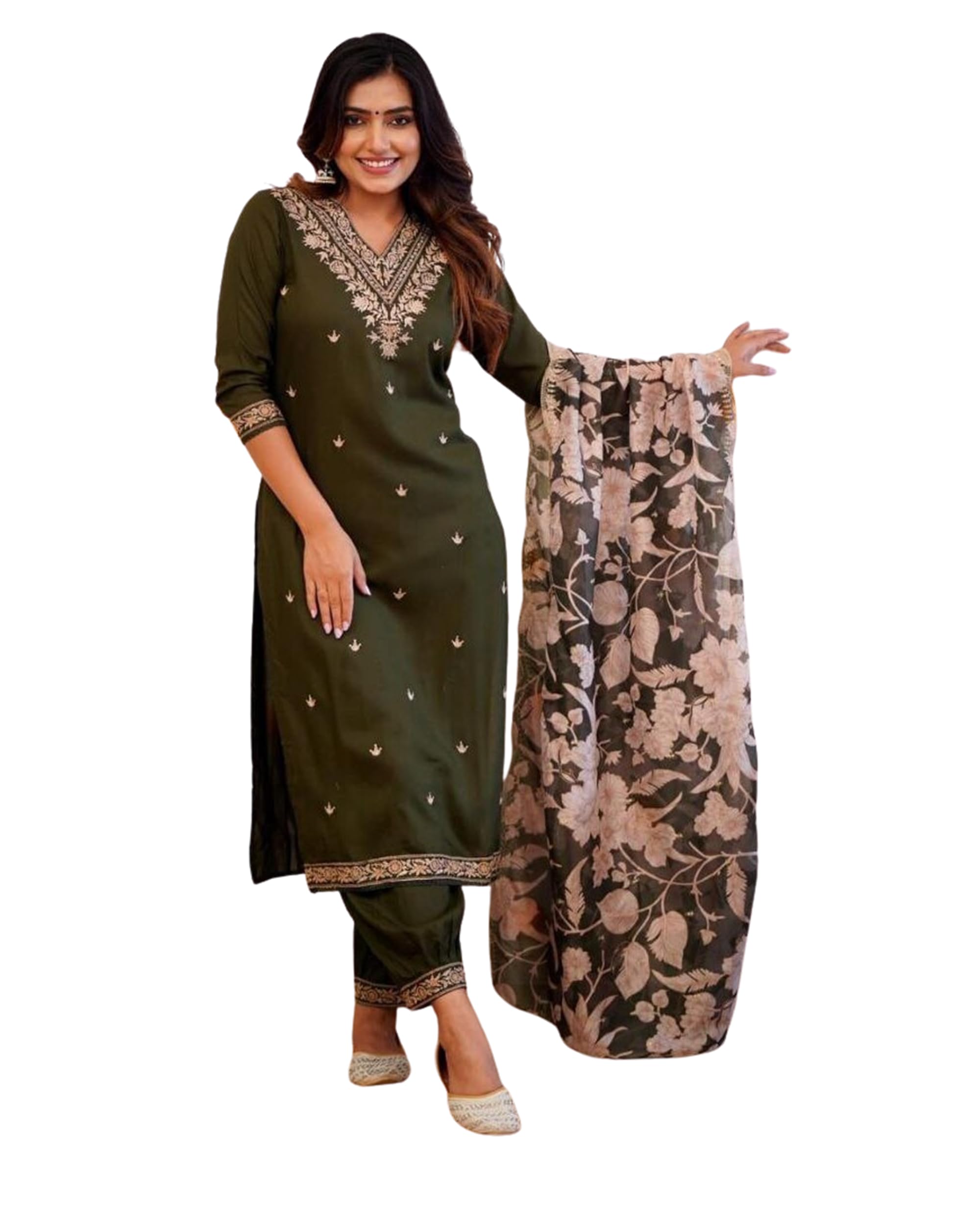 SNITCH Embroidered Salwar Suit for Women Party Kurta Set For Women Modern Ethnic Wear in neutral