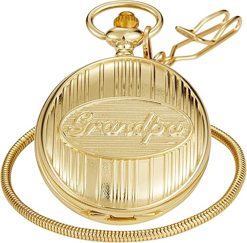 Realpoo Father - Reloj de bolsillo de cuarzo grabado personalizado para papá, abuelo para padre y abuelo, reloj de bolsillo de cuarzo para hombre