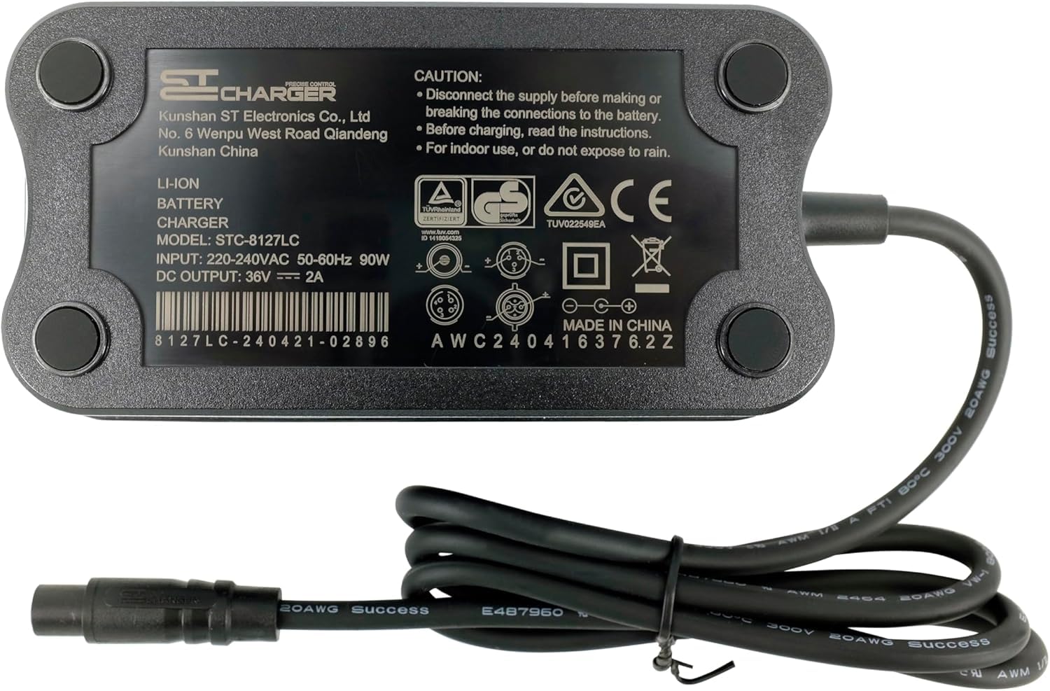 PowerSmart® Alimentatore di rete da 2 A, 3 pin, per batteria da 36 V, 90 W, compatibile con modello STC-8127LC