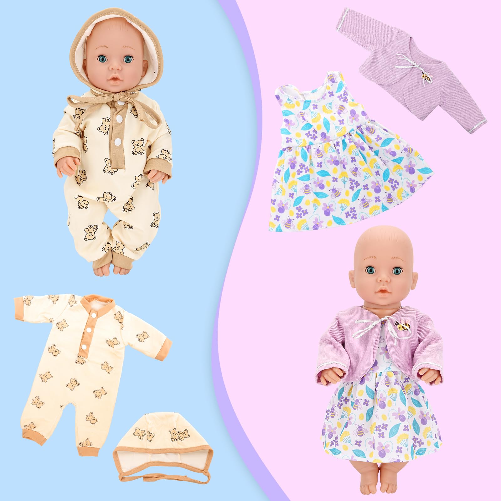 Miunana Vestido Ropa con Bolso para New Born 14 – 18 Pulgadas (35 cm – 46 cm) Muñecas Reborn Bebé Baby Born (No Incluye muñeca Miunana Vestido Ropa con Bolso para New Born 14 – 18 Pulgadas (35 cm – 46 cm) Muñecas Reborn Bebé Baby Born (No Incluye muñeca