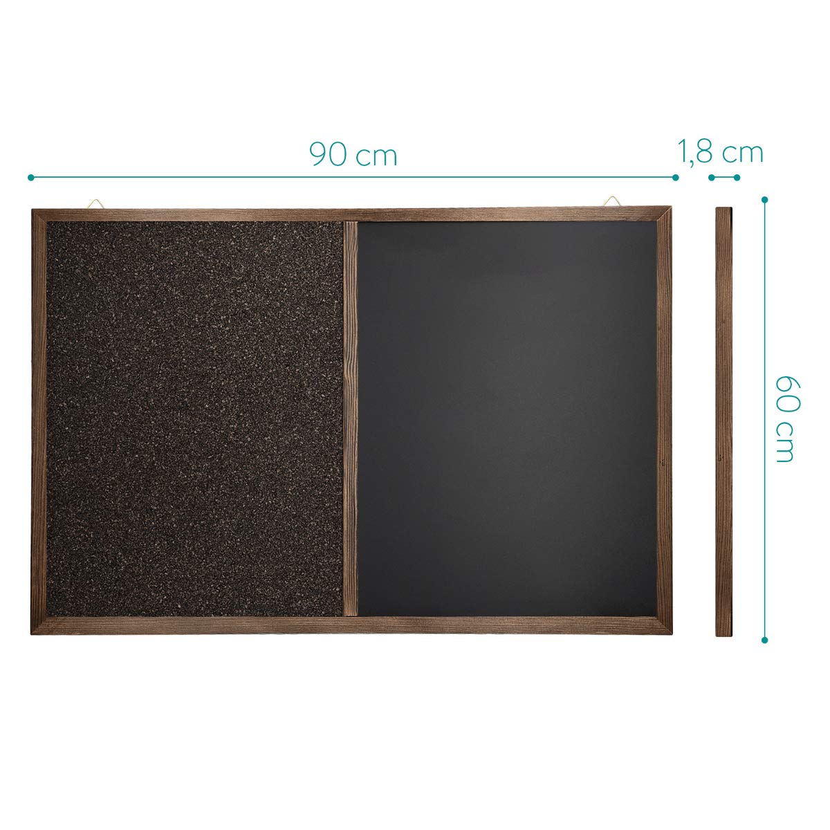 Navaris Tablica kredowa i korkowa – tablica magnetyczna 60 x 90 cm z ramką z drewna sosnowego – zawiera kredę, pinezki, magnesy