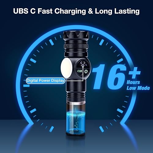 Miniatura 4 de Linterna recargable de alto lúmenes, Ewenele 990,000L de alta luz de flash LED, linternas de mano superbrillantes con zoom con 9 modos, luz lateral,