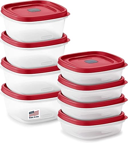 Miniatura 7 de Rubbermaid EasyStore - Contenedores cuadrados y redondos, juego de 14 piezas, contenedores de almacenamiento de alimentos, recipientes de