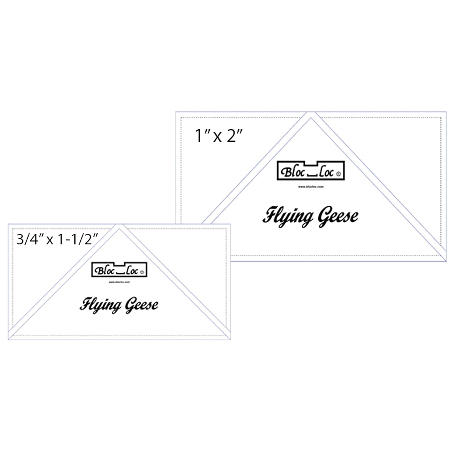 Bloc Loc 0.75" x 1.5" & 1" x 2" Flying Geese Square Up Rulers Set #4