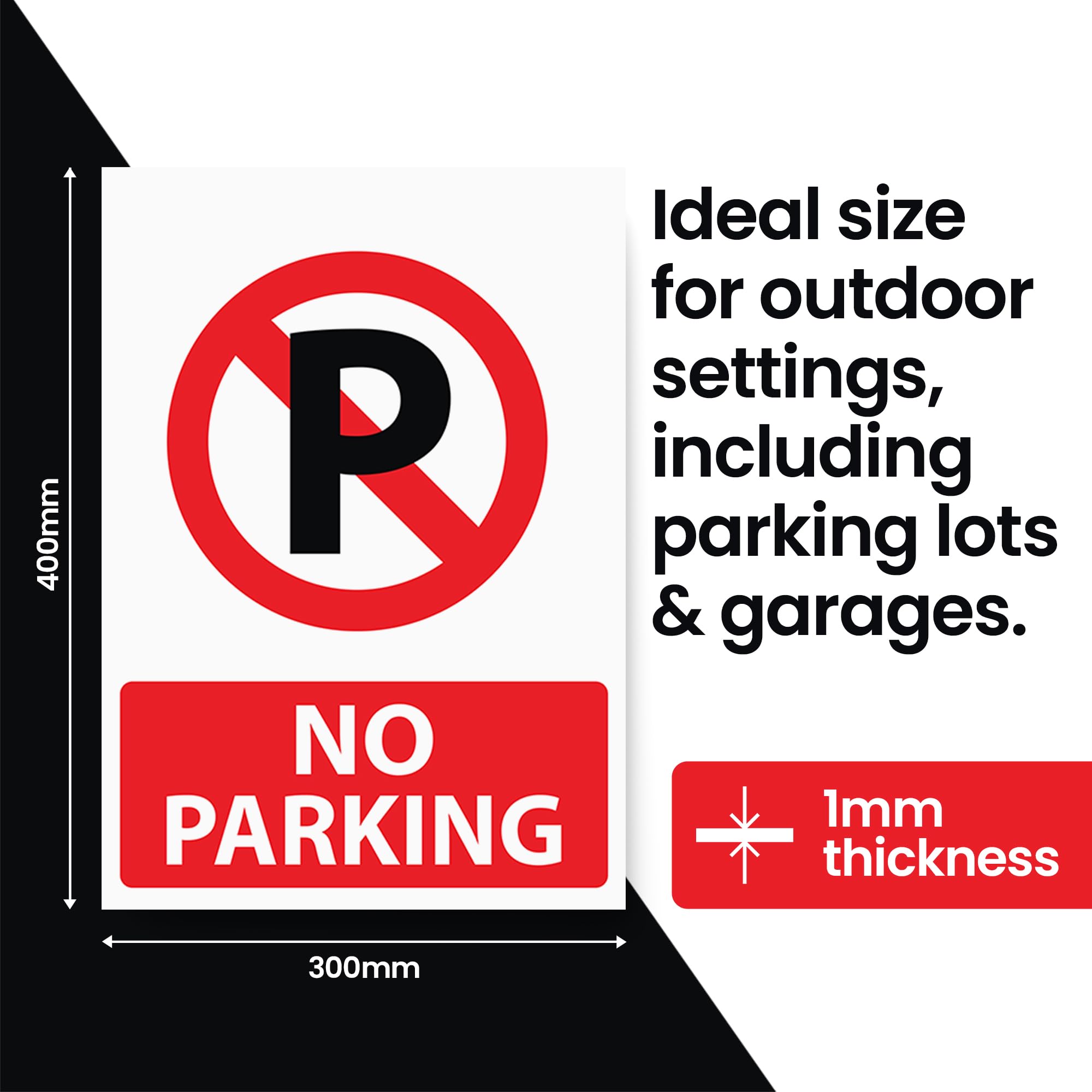 RDLCAR No Parking Sign, 1mm Rigid PVC, Highly Visible Caution Mark for Restricted Parking Areas - Image 2