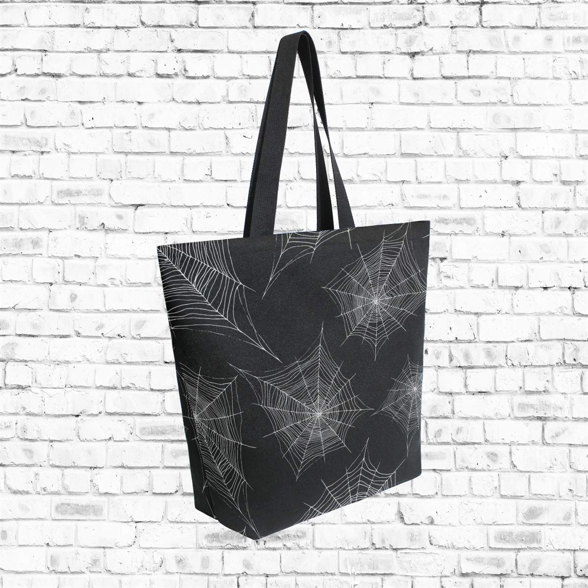 ZZXXB Spider Web Reusable Grocery Shopping Bag Heavy Duty Canvas Tote Bag Large Collapsible Washable Handbag Shoulder for Women