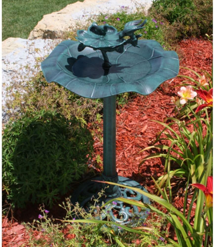 Alpine Corporation TEC108 Birdbath Yard Statue, 20"L x 20"W x 33"H, Green
