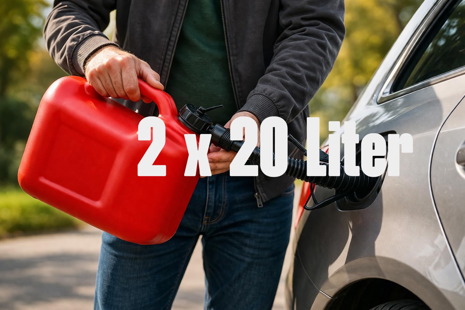 Benzinkanister 2 Stück 20 Liter Rot mit flexiblem Ausgießer Kraftstoffkanister für Benzin und Diesel Kanister Dieselkanister Reservekanister UN-Zulassung