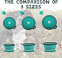 Vista 3 de Rest-Eazzzy Cuencos grandes plegables para perros de 33.8 fl oz, paquete de 2 cuencos de agua portátiles para perros, gatos y mascotas, plato