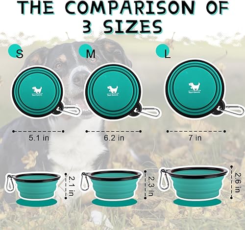 Miniatura 3 de Tazones plegables para perros, para viajes, 2 fuentes de agua portátil para perros, gatos, mascotas, plato de agua plegable para viajar, acampar,