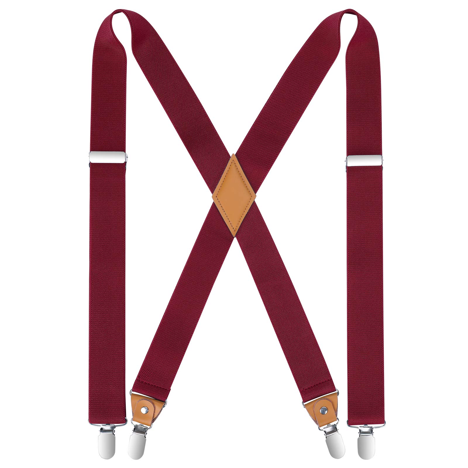 Herenbretels met sterke 6 metalen clips, zware 35 mm brede bretels voor mannen broek, elastische kruisbretels, verstelbare Y-back, echt leer getrimd knop, Zwart, Eén maat Herenbretels met sterke 6 metalen clips, zware 35 mm brede bretels voor mannen broek, elastische kruisbretels, verstelbare Y-back, echt leer getrimd knop, Zwart, Eén maat