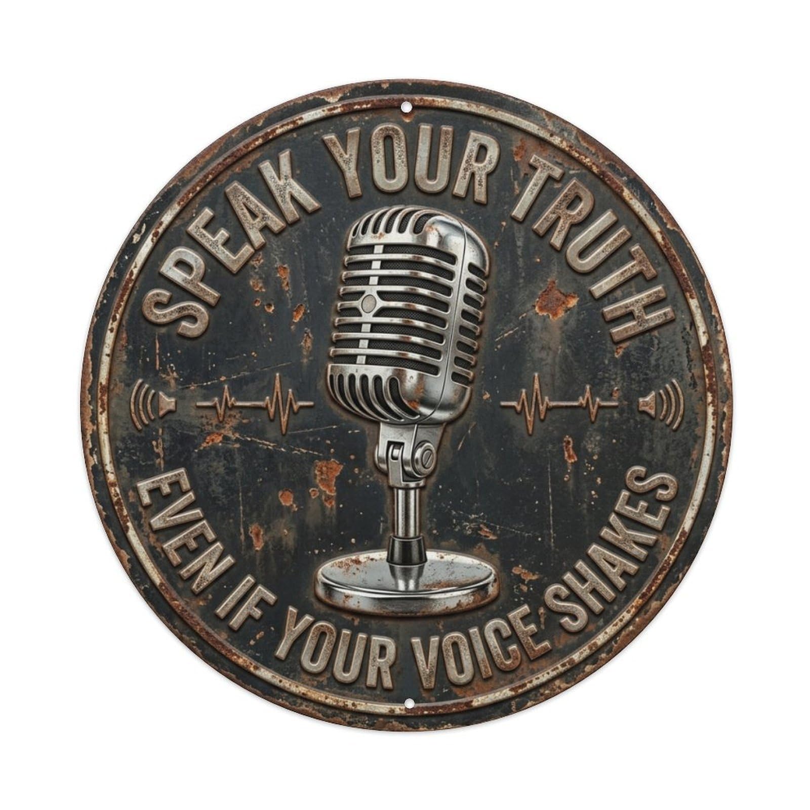 Microphone Broadcast Studio Vintage Metal Tin Sign Plaque Wall Decor for Cafe, Club Bar, Office, Garden Metal Poster 8x8Inch
