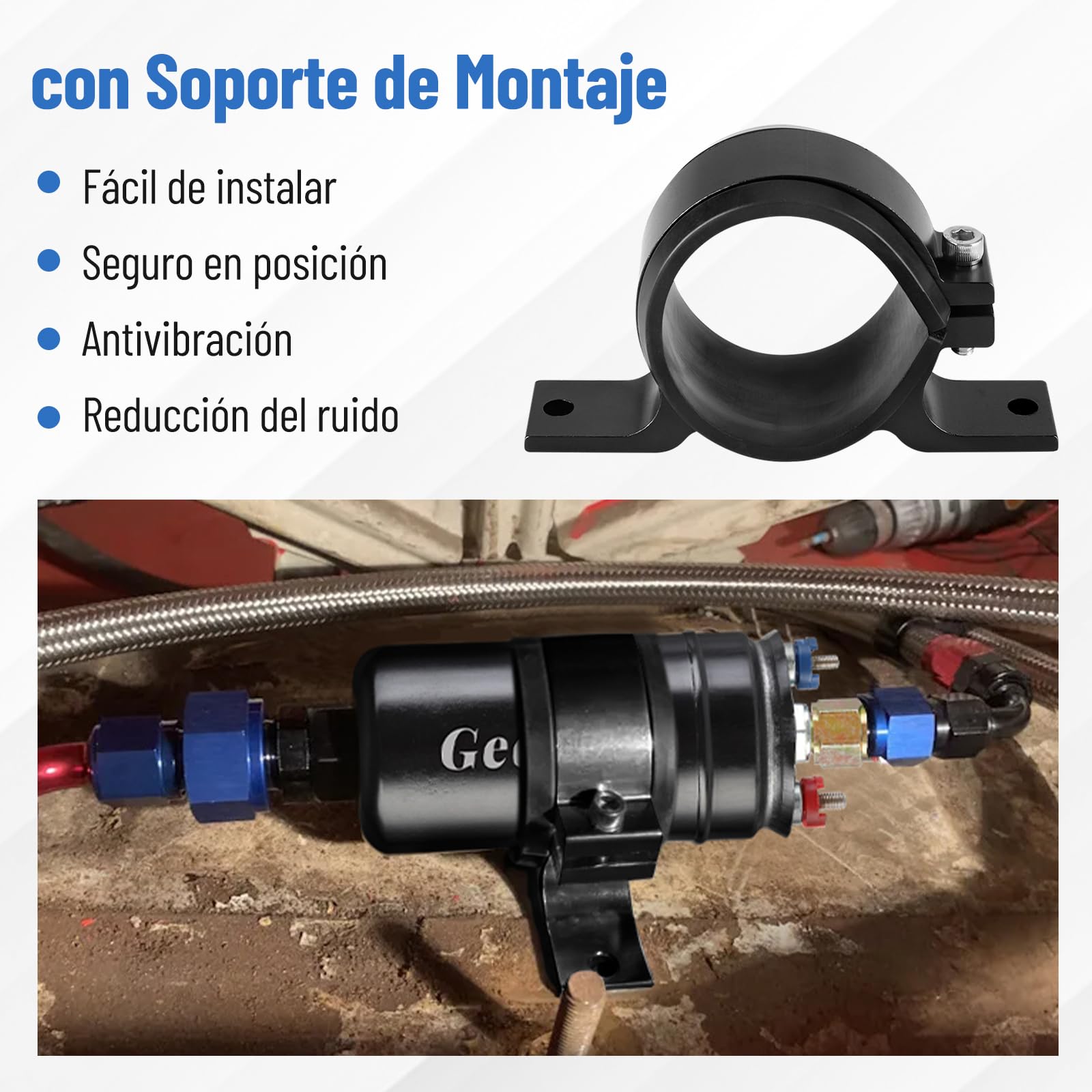 Bomba Gasoil, 300L/H Universal Bomba Gasolina de Alto Flujo, 75 PSI Bomba de Gasolina 12V Alta Presion, Bomba Combustible Coche con Collarín de Choque per Gasolina