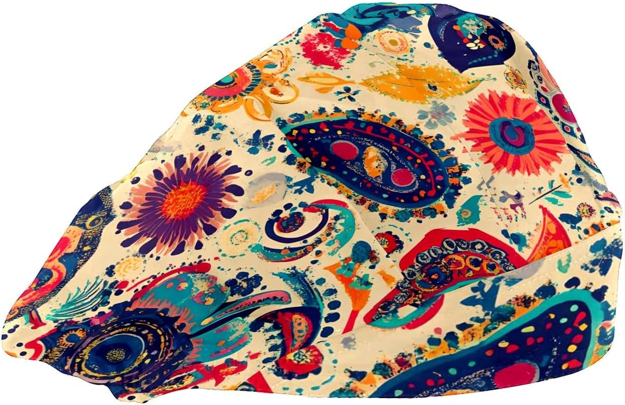 MUKJHOI Working Scrub Cap with Elastic Tie Back and Sweatband - Unisex Bouffant Hair Cover for Men, Women - Image 6