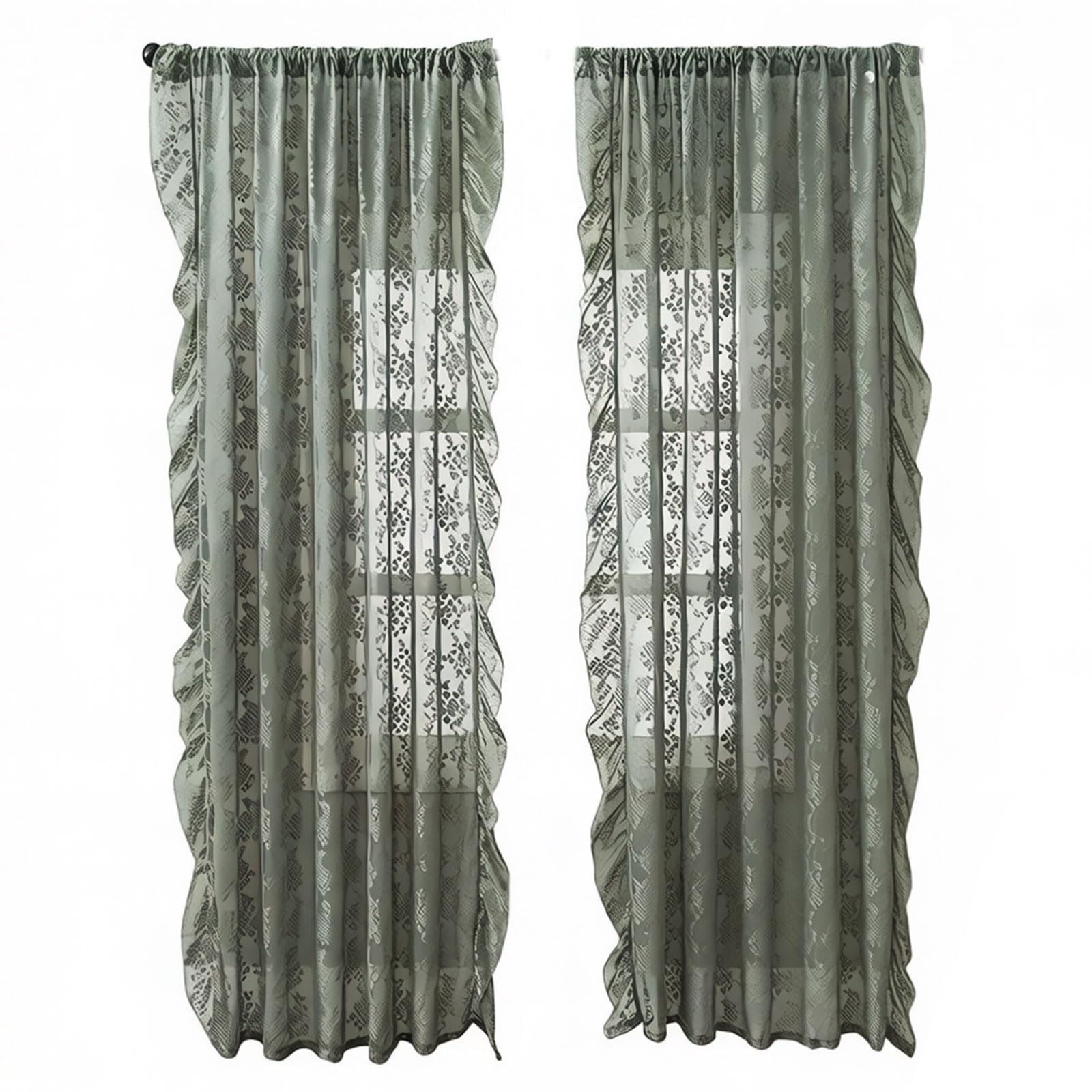 Whoasyst 2Pcs Lace Window Drape Breathable Polyester Fabric Easy Hanging Privacy Polyester Curtains 140X160Cm Multiple Curtains