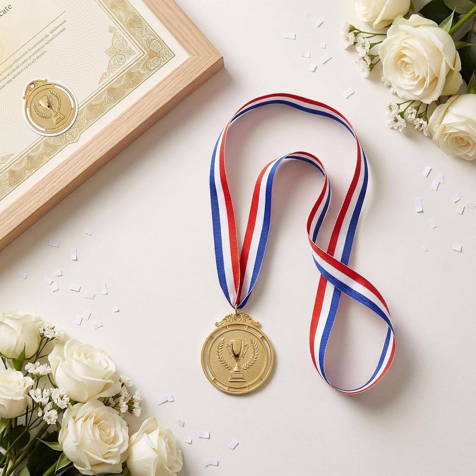 12 Pezzi Medaglie, Medaglia in Metallo, Medaglia d'oro per Compleanno Bambini, Medaglie Vincitore Oro, Medaglia d'oro in Metallo con Nastro, per Bambini, Adulti, Calcio, Souvenir Sportivo