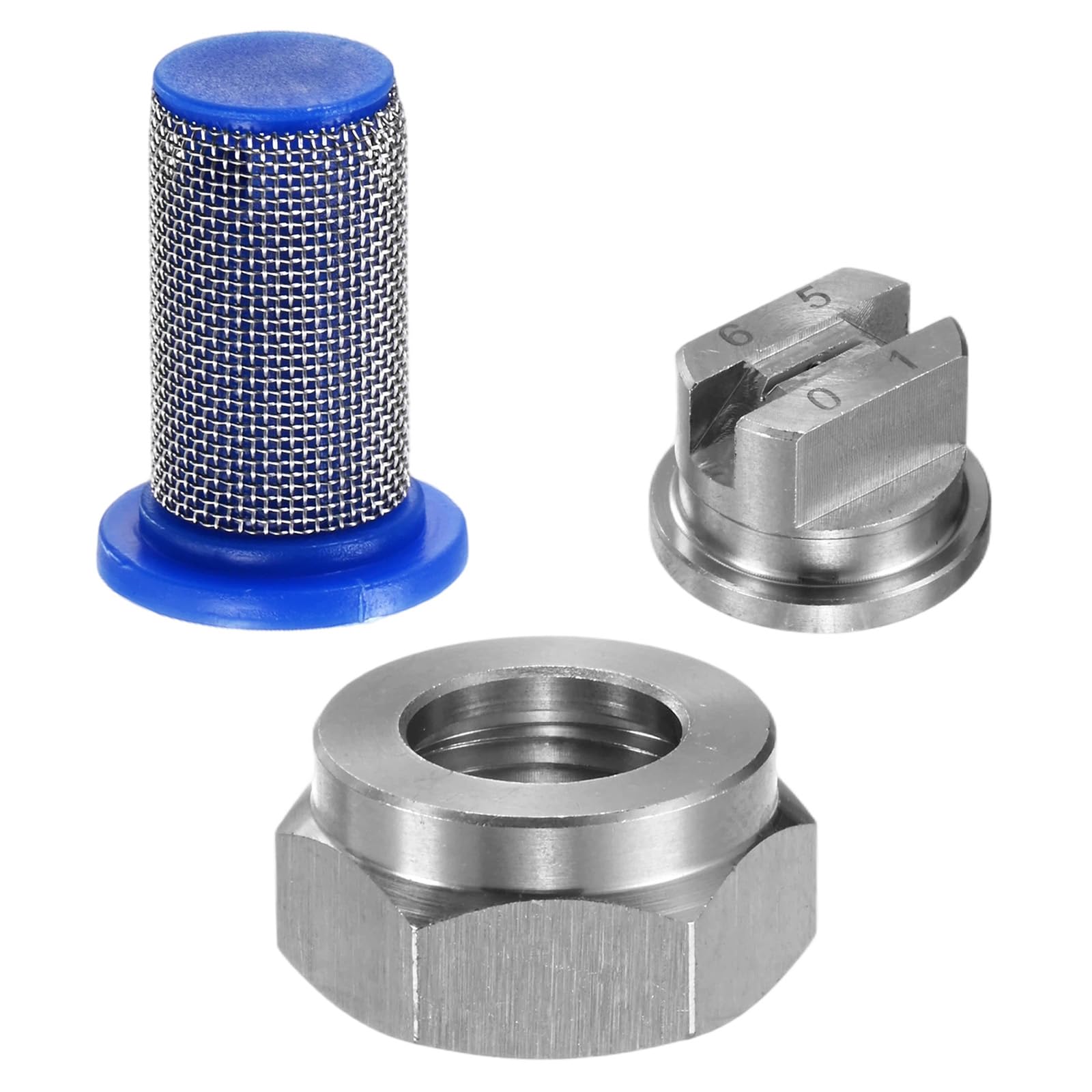 M METERXITY 1-Set Flat Fan Spray Tips, 0.66mm Orifice 65 Degree Stainless Steel Sprayer Nozzle Tips with NPT3/8 Nut and 50 Mesh Filter for Agricultural Drone Sprayer/Garden Irrigation