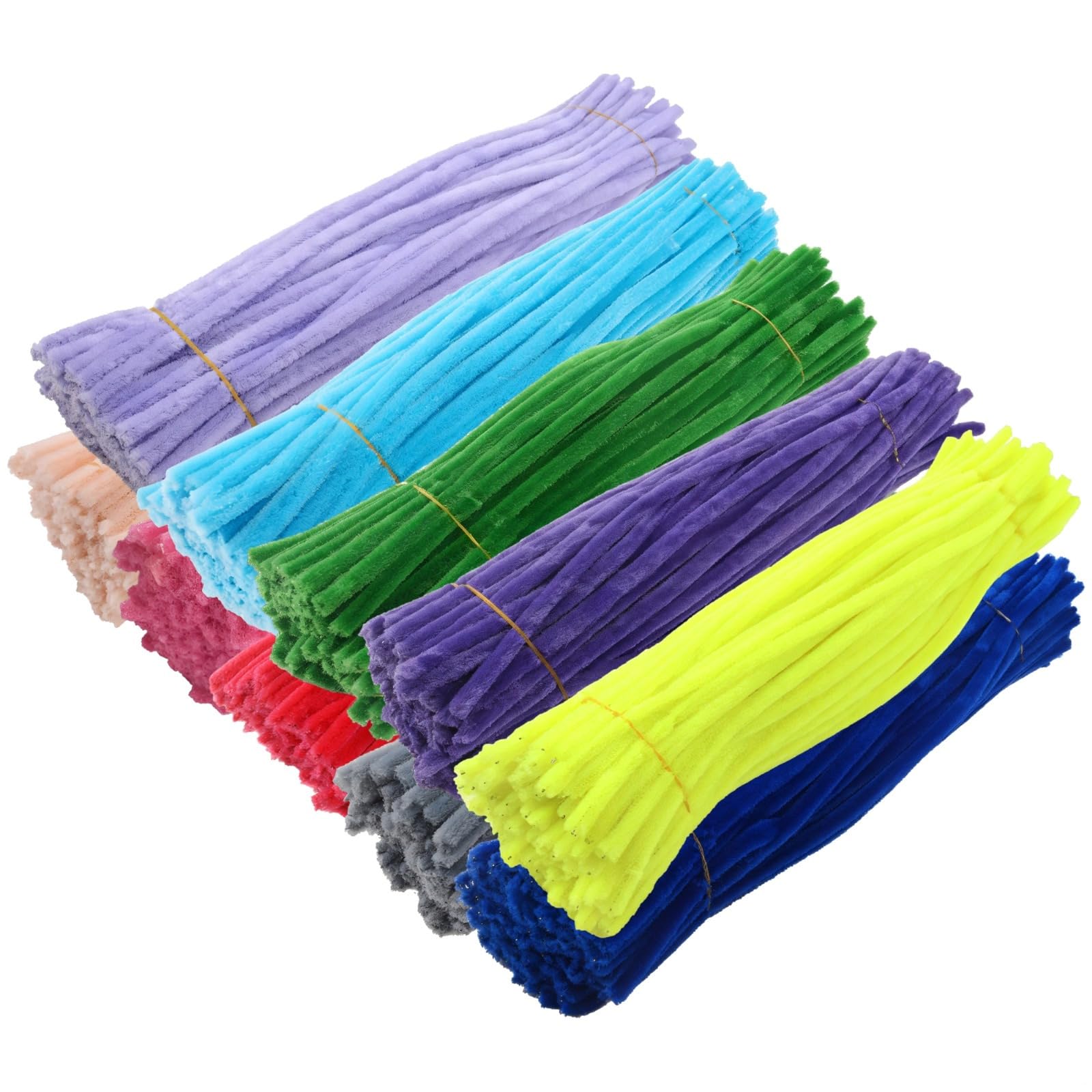 Lot de 1 000 tiges colorées en chenille pour travaux manuels et décorations artisanales - 30 cm