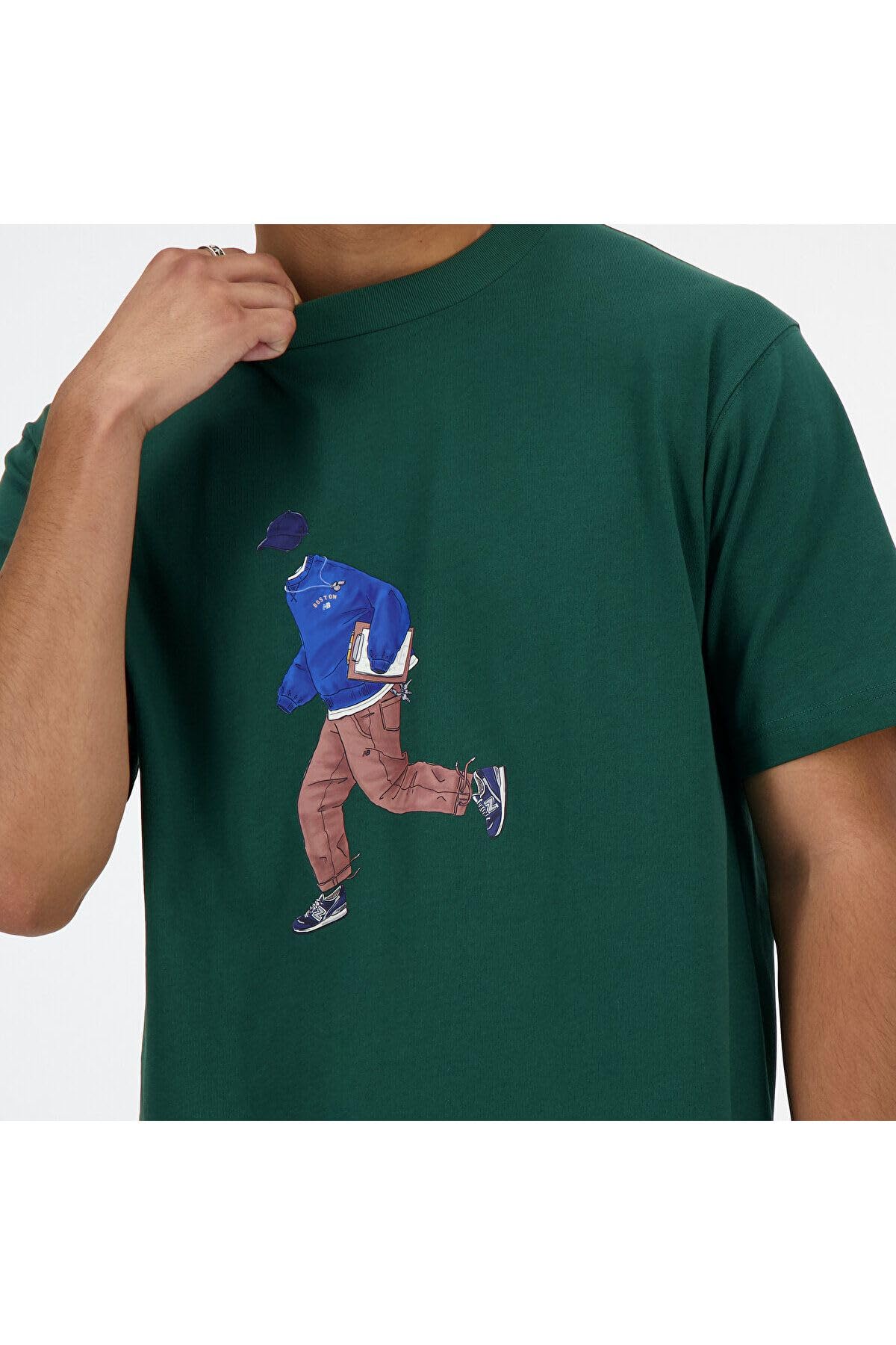 New Balance t-shirt bawełniany męski kolor zielony z nadrukiem MT41579NWG