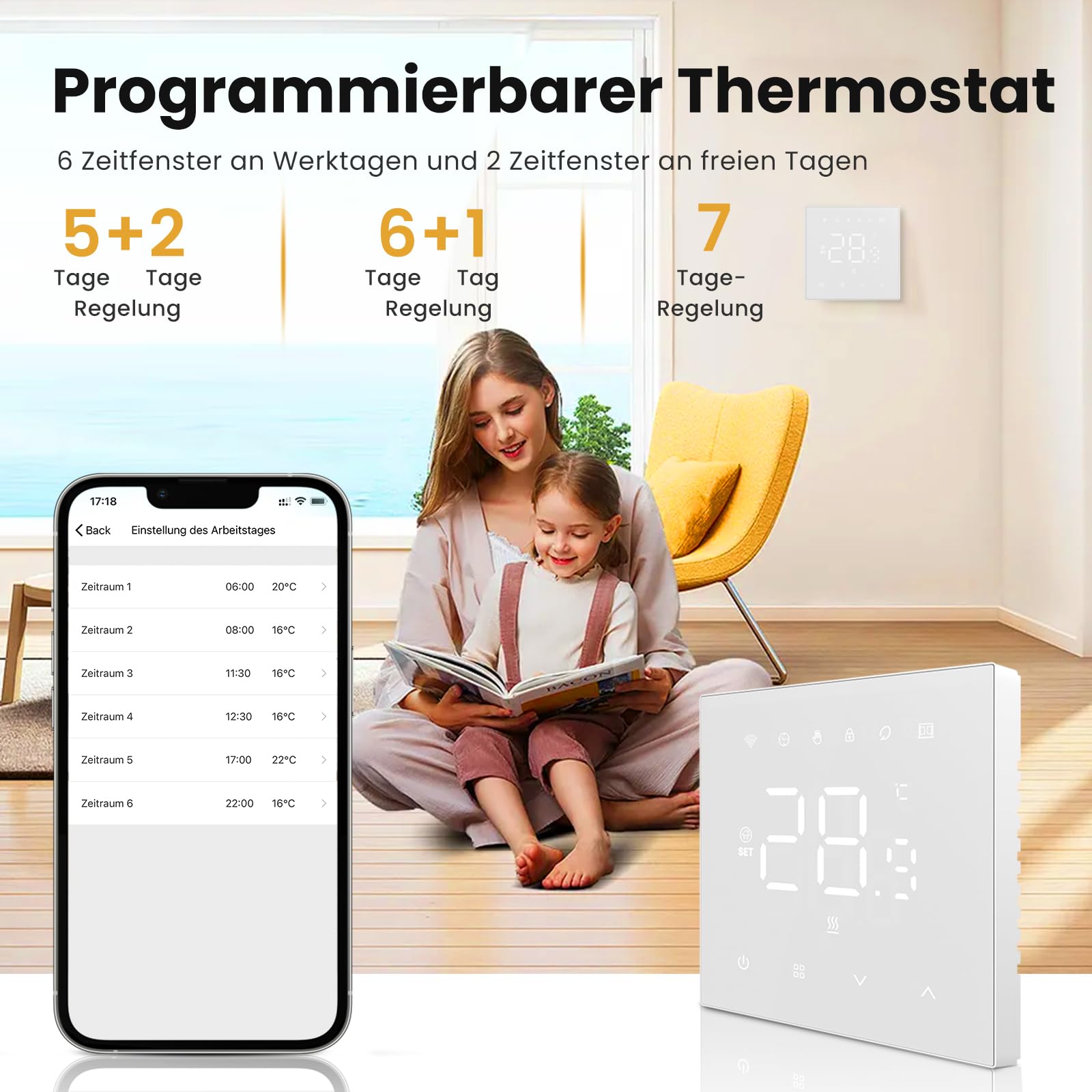 MIUCDA Smart Thermostat Fussbodenheizung Wasser, Tuya WiFi Heizungsthermostat Smart Digital Raumthermostat Kompatibel mit Alexa, Google Home