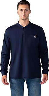 FR Henley Shirts for Men Flame Resistant Lightweight Welding 6.5oz 100% Cotton CAT2 Long Sleeve Fire Retardant FRC Clothing