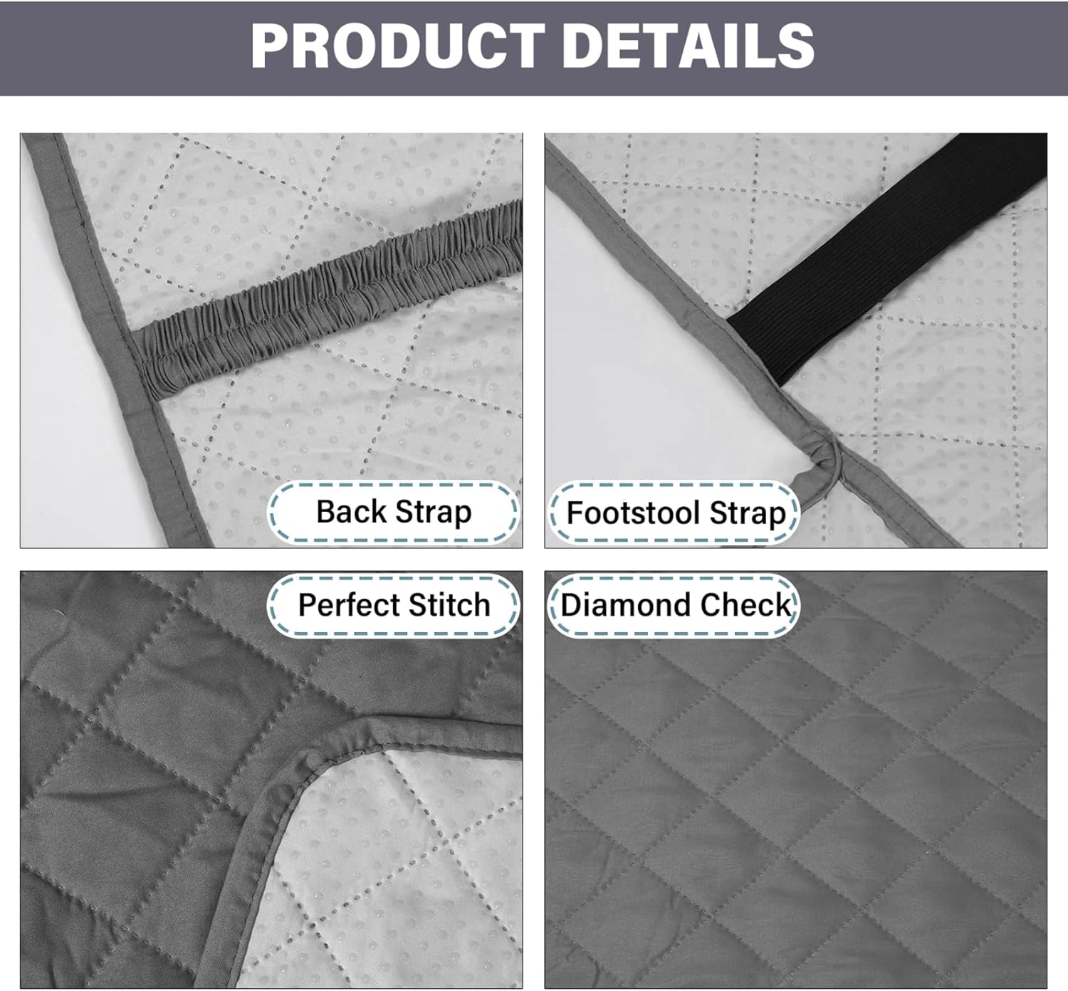 Loveseat Recliner Cover with Console, Waterproof Non-Slip Recliner Cover with Elastic Straps, Sofa for Double Reclining Sofa Furniture Protector for Kids, Pets, Loveseat Covers