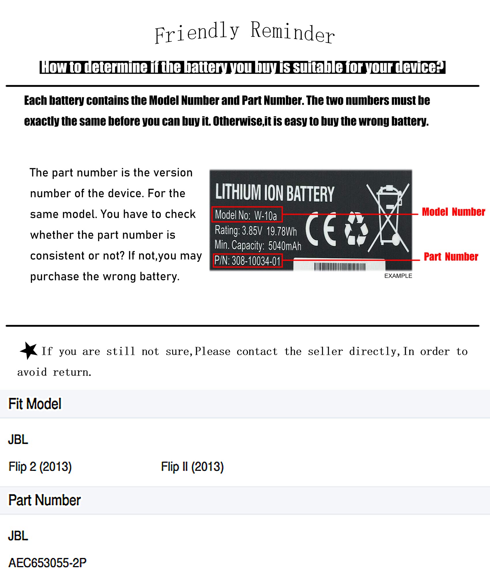 BCXY AEC653055-2P Battery Replacement for Flip 2 (2013), Flip II(2013)