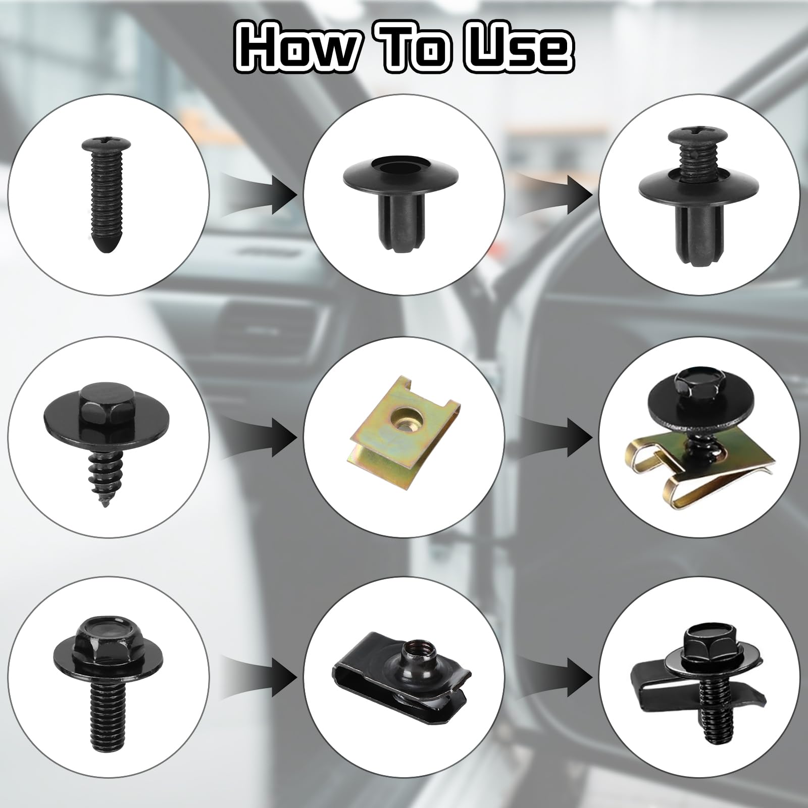 160-tlg. Karosserieschrauben Set – Mit U-Clips, Muttern & Clips Für Auto-Reparaturen