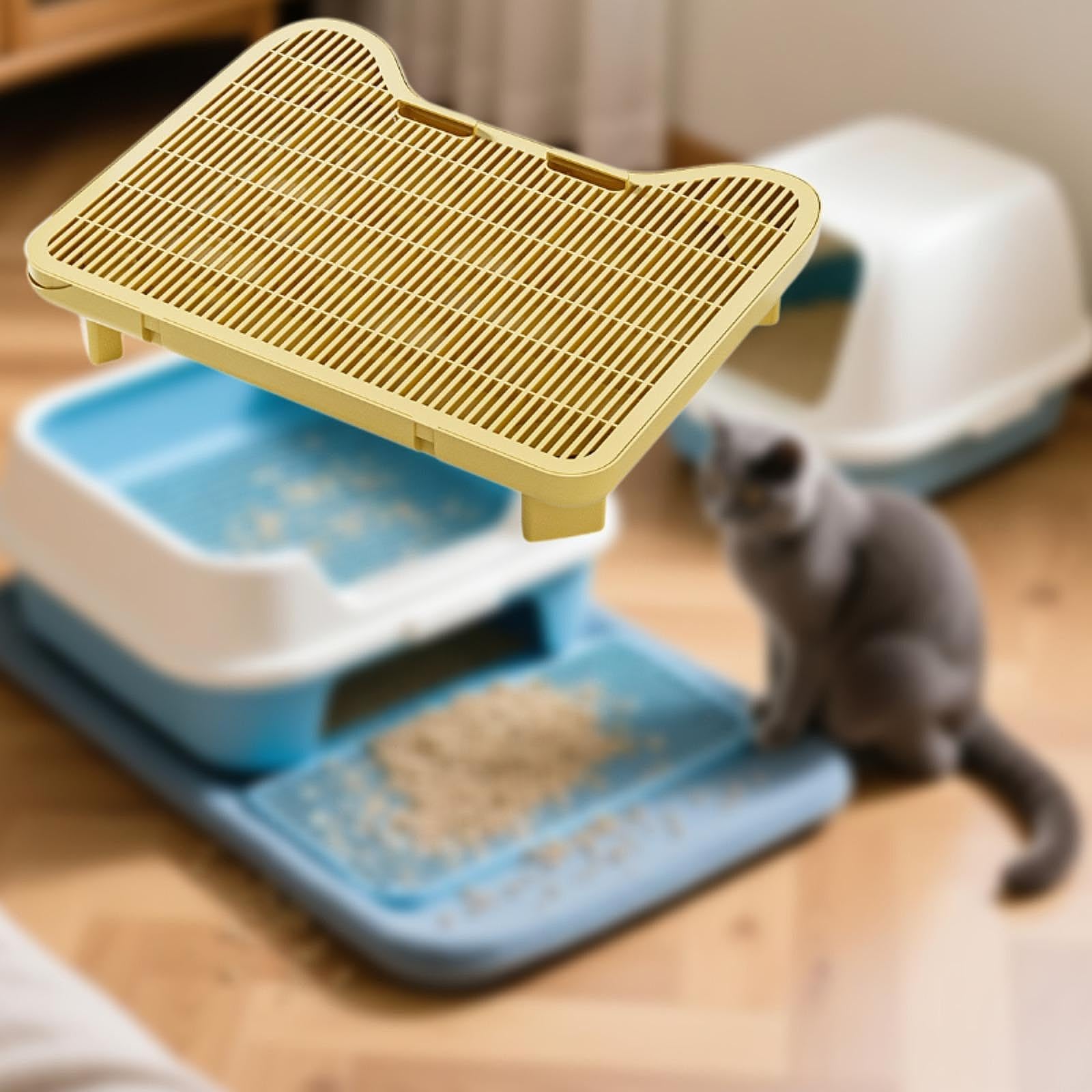 Alfombrilla para Arenero de Gato, Ligera, Fácil de Limpiar, Lavable, de Doble Capa.