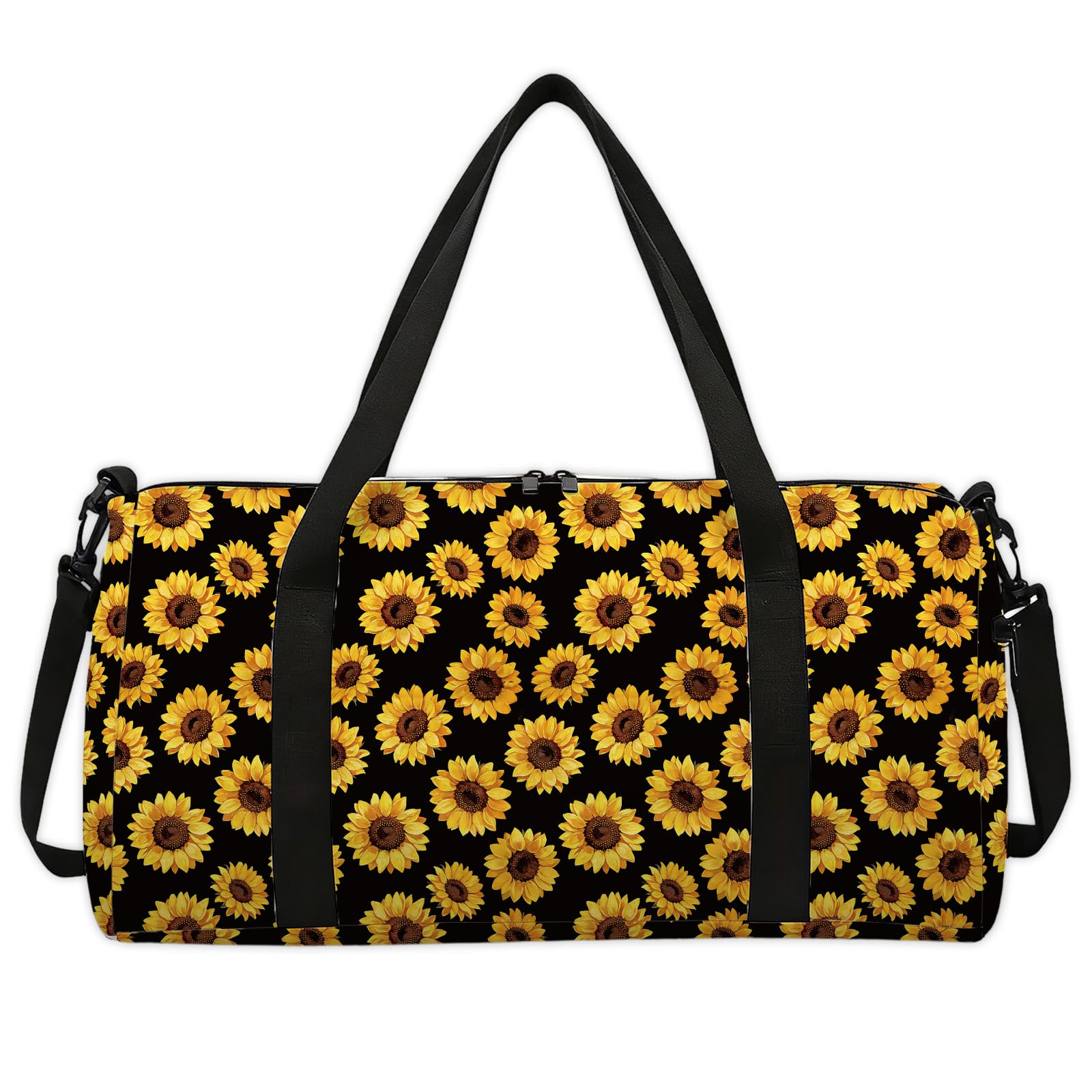 CONCHLERY Sunflowers Sports Gym Bag Flowers Pattern Printed Duffel Bags Foldable Gym Bag for Men Women Travel Workout Fitness, 17.7x7.87x9.44inches